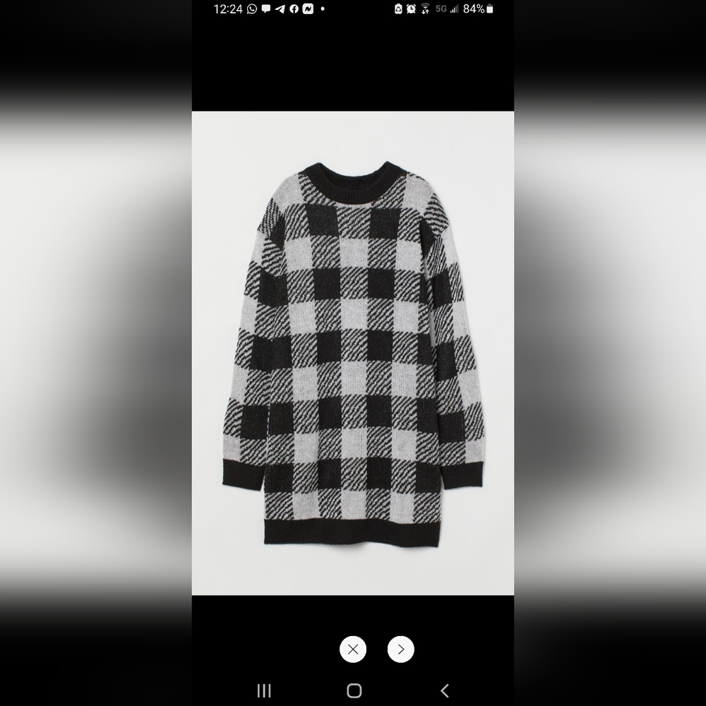 H&M womens Brand new black and white plaid knit dress size M